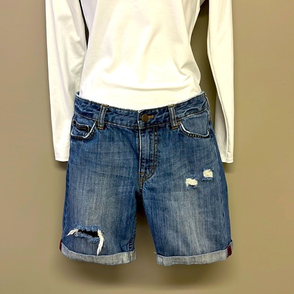 L.O.G.G Blue Denim Distressed Shorts- Size 27